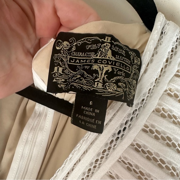 James Coviello Anthro BHLDN WhiteMayfair Embroidered Floral NudeUnderlay Dress 6 - Picture 13 of 16